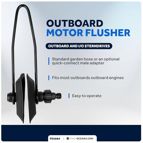 Five Oceans Outboard Motor Muffs, Universal Outboard Motor Flusher, Black PVC Marine Grade Rectangular Muffs, Coated Steel Bracket, Includes Garden Hose Connector and Quick Connect Adapter - FO1884 - Image 2