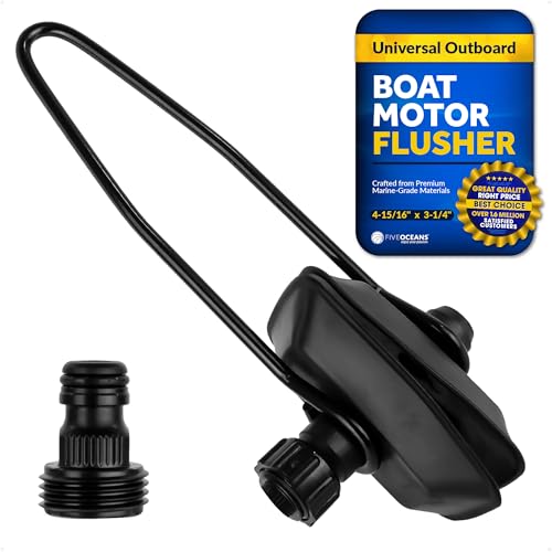 Five Oceans Outboard Motor Muffs, Universal Outboard Motor Flusher, Black PVC Marine Grade Rectangular Muffs, Coated Steel Bracket, Includes Garden Hose Connector and Quick Connect Adapter - FO1884 - Image 1