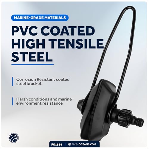 Five Oceans Outboard Motor Muffs, Universal Outboard Motor Flusher, Black PVC Marine Grade Rectangular Muffs, Coated Steel Bracket, Includes Garden Hose Connector and Quick Connect Adapter - FO1884 - Image 4