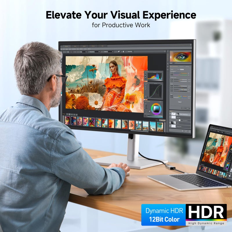 Cable Matters محول كابل ماترز USB C إلى HDMI 2.1 أحادي الاتجاه بسرعة 48 جيجابت في الثانية، يدعم 8K 60Hz / 4K 240Hz HDR، متوافق مع Thunderbolt 4 إلى HDMI2.1، محول HDMI 2.1 إلى USB C، متوافق مع Thunderbolt 5 - حتى 4K@60Hz لنظام macOS - Image 5