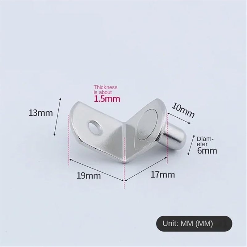 Glass Clamp Bracket Cabinet Support Shelf Pin Angle Code Metal Fixation Style 1 Silver 50pcs - Image 3