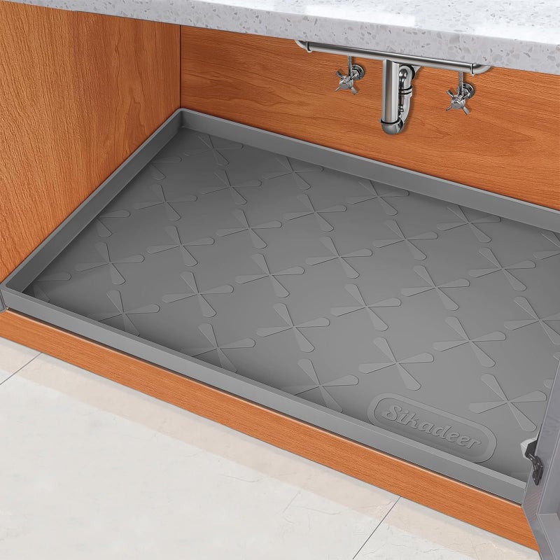 SIKADEER 31 x 19 Under Sink Mat Waterproof Silicone Mat Kitchen Drawer Shelf and Cabinet Liner Sink Protector for Kitchen Organizers and Storage Boot Tray Pet Food Mats