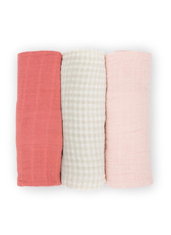 little unicorn 3-Pack Cotton Muslin Swaddle Light Pink  - Image 2