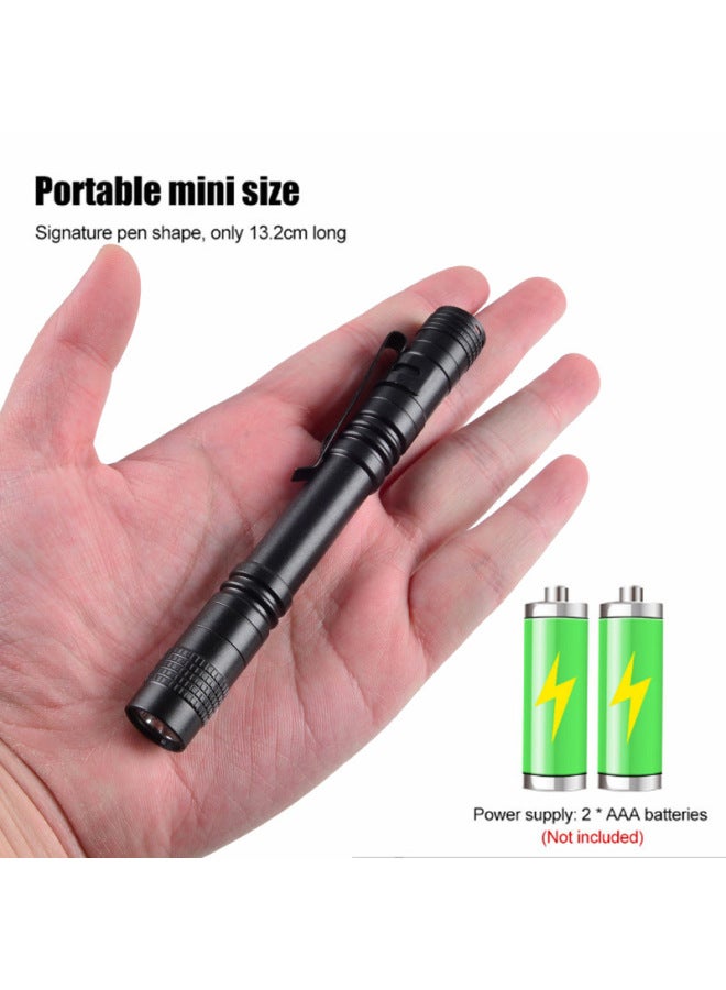Portable Mini LED Flashlight Aluminum Alloy Pen-shaped Household Flashlight AAA Outdoor Strong Flashlight-Color:317 White Light Short Style 9.1cm (excluding Battery)  - Image 2
