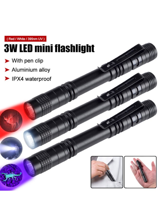 Portable Mini LED Flashlight Aluminum Alloy Pen-shaped Household Flashlight AAA Outdoor Strong Flashlight-Color:317 White Light Short Style 9.1cm (excluding Battery)  - Image 1