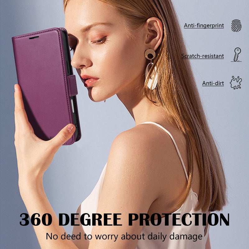 حافظة جلد بولي يوريثان وردية للأعمال التجارية لهاتف iPhone XR مع فتحات للبطاقات وإغلاق مغناطيسي قابل للطي - Image 3