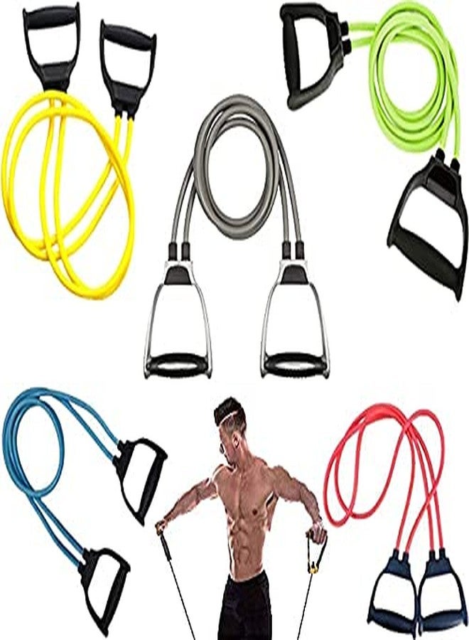 FEWORLD Toning Tube Resistance, with Foam Handles, Door Anchor for Exercise & Stretching, Gym Workout for Men & Women-Multi Resistance. - Image 1
