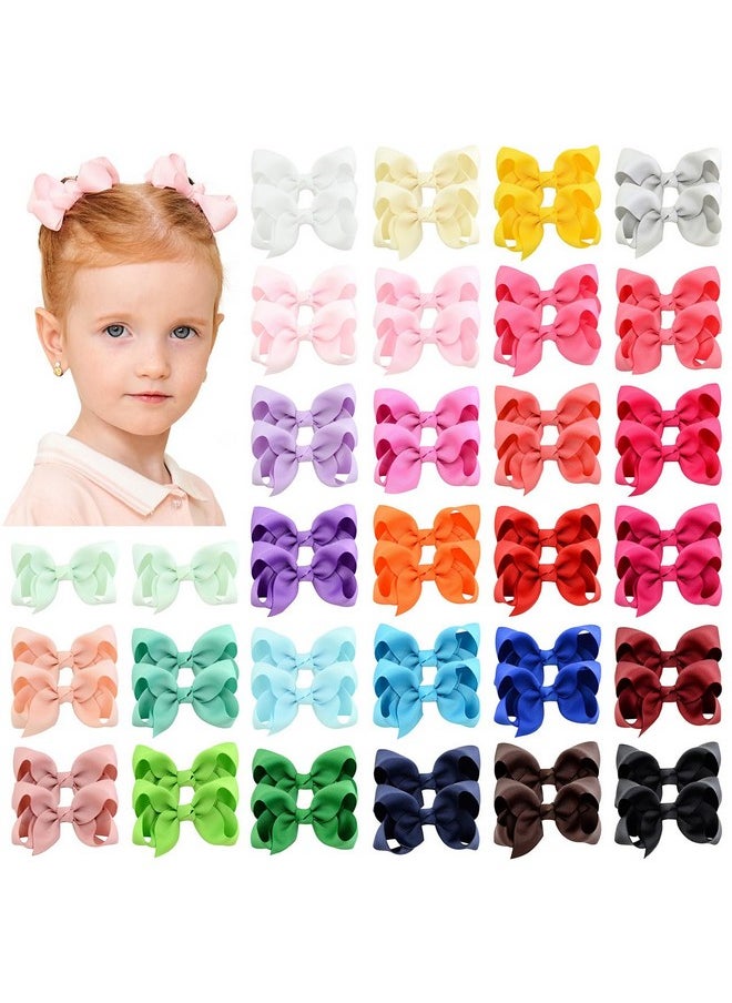 choicbaby 58pcs 3 Inches Grosgrain Ribbon Pinwheel Hair Bows Alligator Clips Hair Barrettes Accessories for Baby Girls Kids Toddlers Teens 29 Colors in Pairs  - Image 1