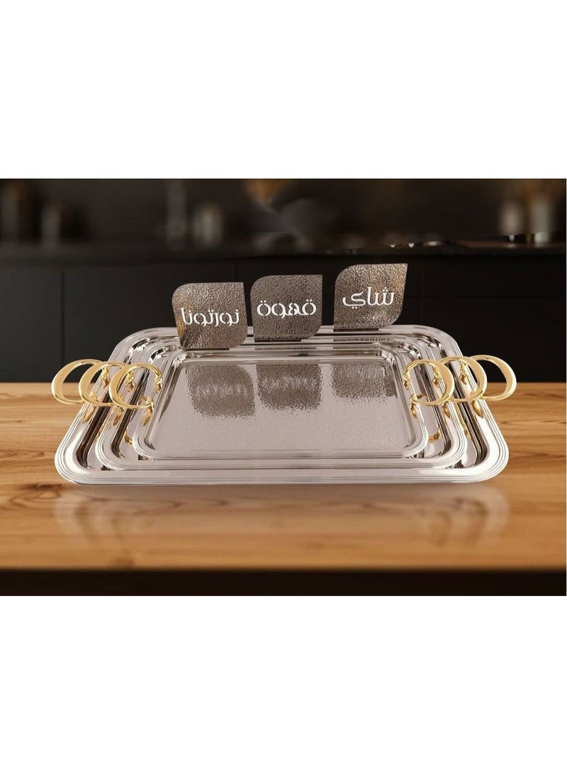 Elegant 3-piece serving tray set, high quality, with 3 beautiful serving phrases