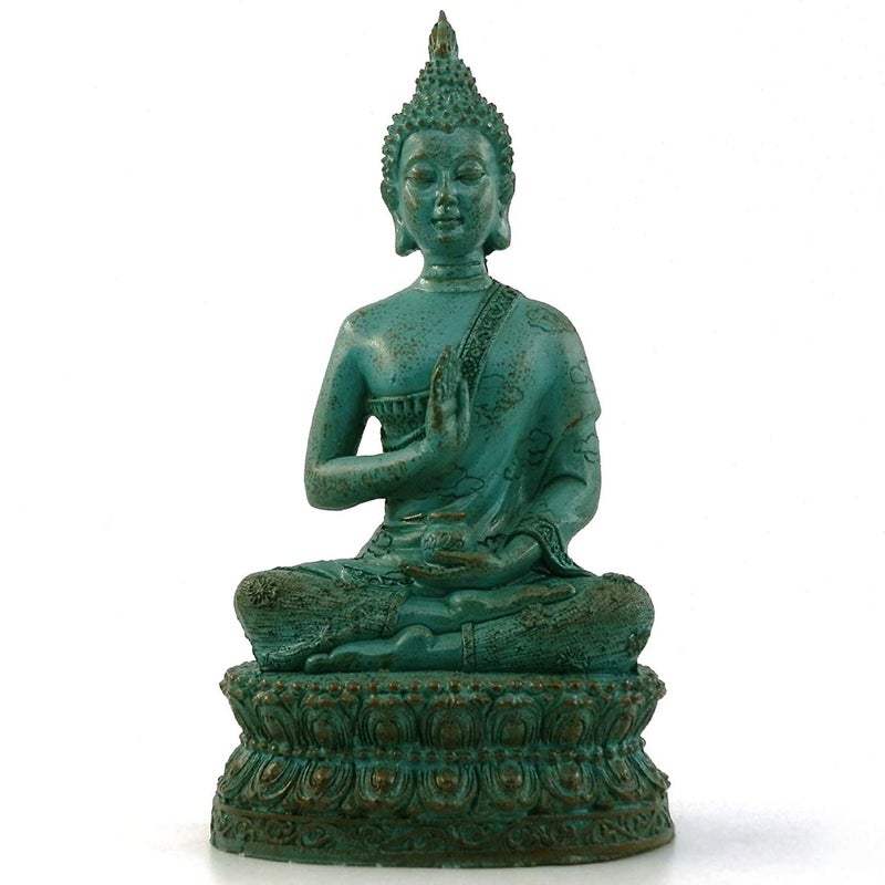 ornerx ornerx Thai Sitting Buddha Statue for Home Decor Verdigris 67 