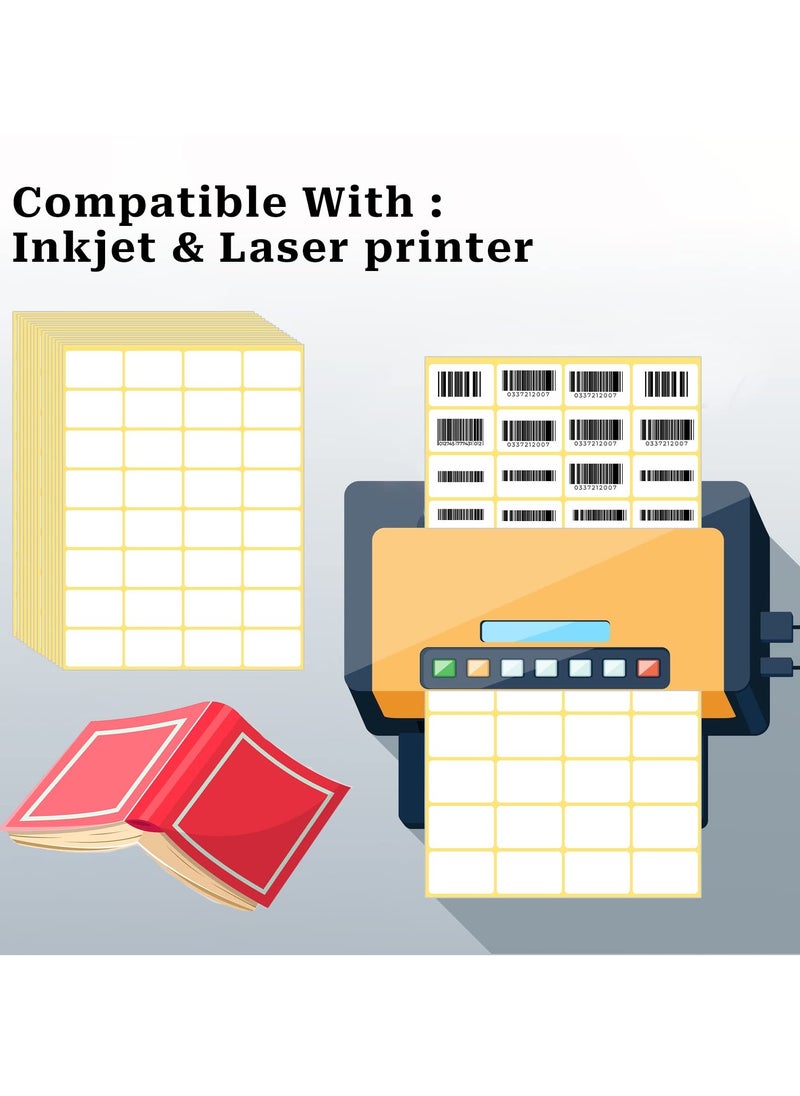 SYOSI - 480 Pcs Matte White Labels Stickers, 2.5 x 3.9 cm, Small Blank Removable Price Tags, Ideal for Jar, Box, File Folders, Perfect for School, Office, Kitchen, Compatible with Laser Ink Jet Printers - Image 1
