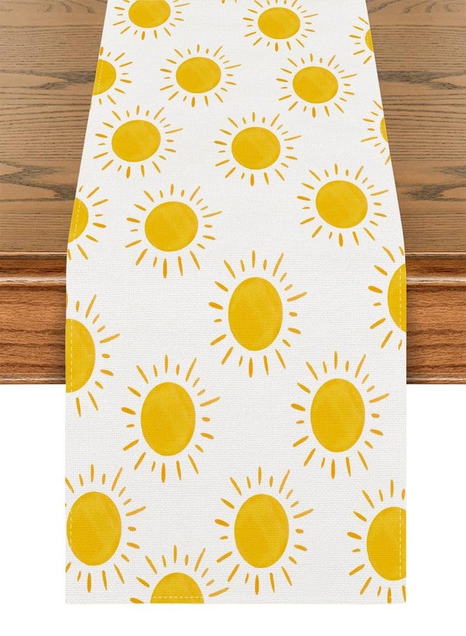 Yarcooly Summer Table Runner First Trip Around The Sun Decorations Here Comes The Son Baby Shower Decor Yellow Sunshine Sun Table Cover Summer Decorations for Simple Life Home Party - Image 1