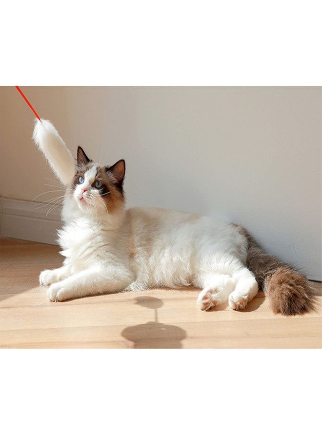 plplaaoo Interactive Cat Plush Teaser Wand for Indoor Play - Bite Resistant Flexible Soft Plush Cat Wand Toy for Kitten Training & Exercise,Funny Stick for Cats(White) - Image 2