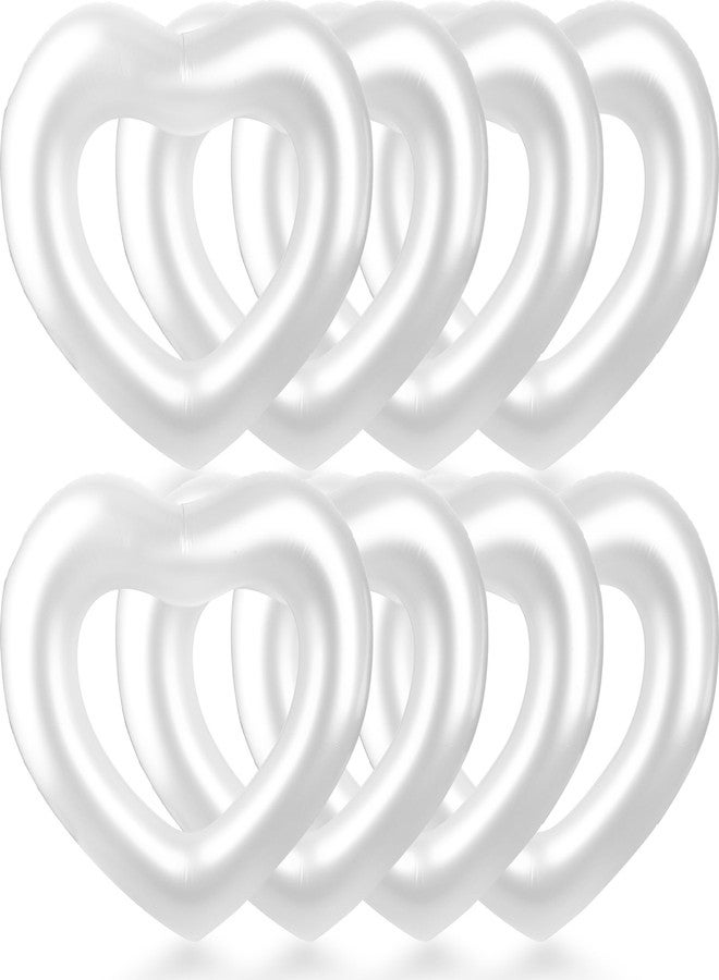 Sonarun 8 Pack Inflatable Heart Shape Swimming Rings Bulk Sweet Love Swimming Pool Float Loungers Tube for Adults Summer Beach Pool Party Favors Water Toys (White) - Image 1