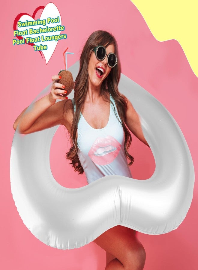 Sonarun 8 Pack Inflatable Heart Shape Swimming Rings Bulk Sweet Love Swimming Pool Float Loungers Tube for Adults Summer Beach Pool Party Favors Water Toys (White) - Image 5