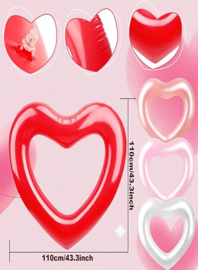 Sonarun 8 Pack Inflatable Heart Shape Swimming Rings Bulk Sweet Love Swimming Pool Float Loungers Tube for Adults Summer Beach Pool Party Favors Water Toys (White) - Image 2