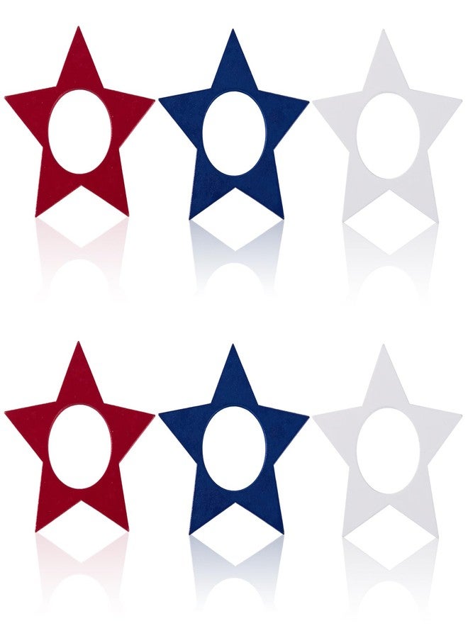 APTWOW 4th of July Patriotic Napkin Rings Set of 6, Wooden Star Napkin Holder for 250th Anniversary Independence Day Napkin Ring America Napkin Ring for Dining Table Decor (Blue, Red, and White) - Image 1