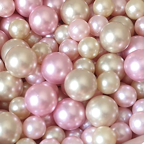 Cymtoo 140 Pieces Floating Pearls for Vase Filler Pearl Beads No Hole Vase Pearls Makeup Beads for Brushes Holder Home Wedding Decor 1014mmGold Pink