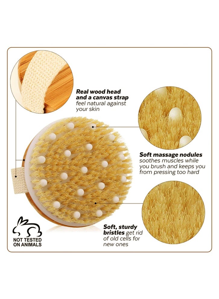 SAKOON Dry and Bath Body Brush, Reduce Cellulite, Dry Brush for Cellulite and Lymphatic Drainage, Exfoliating Brush with Soft Massage Nodules, Shower Brush Body Scrubber - Image 2