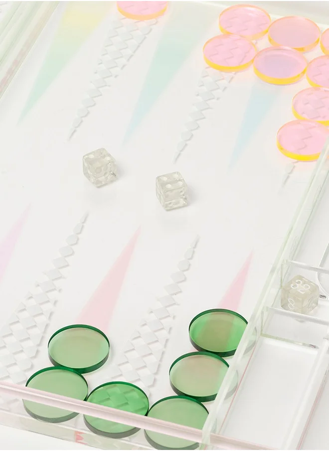 SUNNY LIFE Ombre Lucite Backgammon Sherbert