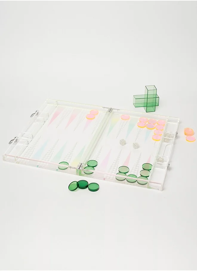 SUNNY LIFE Ombre Lucite Backgammon Sherbert