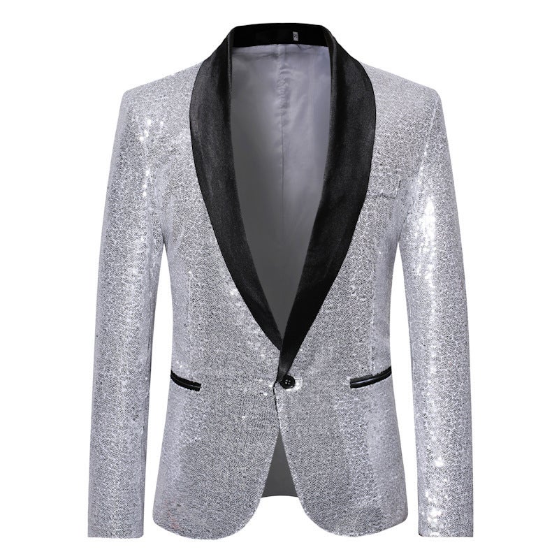 Sequined Personality Male Singer Dress Performance Golden Suit Jacket Host Nightclub Dj Clothing Studio Suit Male - Image 1