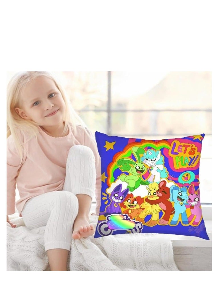 XiuWoo Smiling Critters Throw Pillow Covers,Case Cover Square Cushion Cover,Smiling Critters Cartoon peripheral,Animal Cushion Covers Pillow Case Cover for Sofa Car Bedroom Home Decor - Image 2