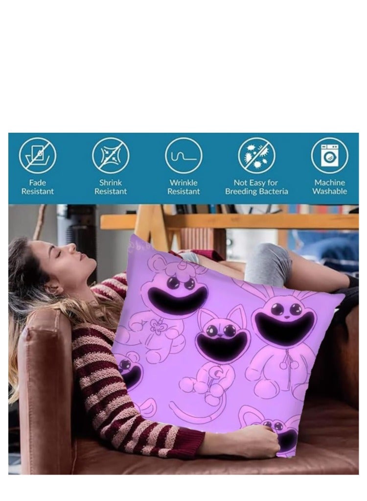 XiuWoo Smiling Critters Throw Pillow Covers,Case Cover Square Cushion Cover,Smiling Critters Cartoon peripheral,Animal Cushion Covers Pillow Case Cover for Sofa Car Bedroom Home Decor - Image 3