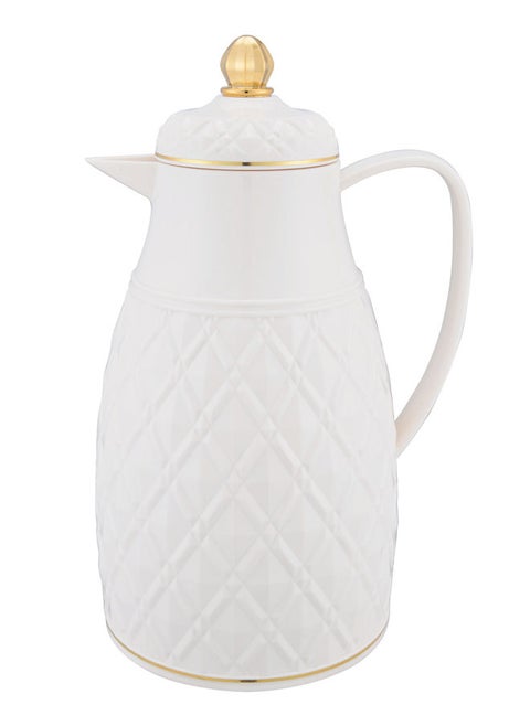 Plastic Coffee/Tea Flask 1 Liter Ivory/Gold