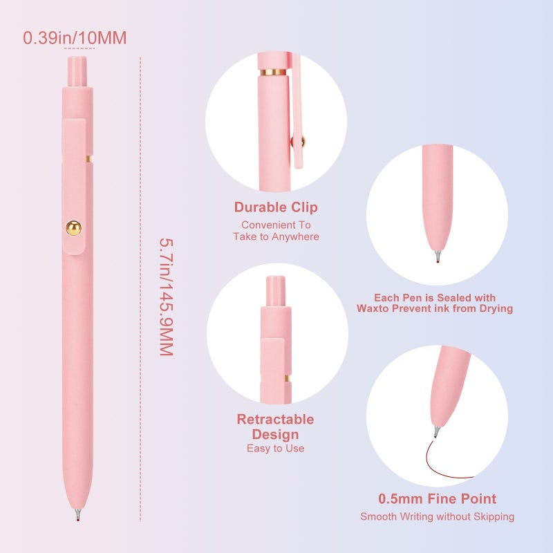 Ddaowanx Colored Gel Pens, 0.5mm Fine Point Retractable,Colorful Pens for Journaling,School Supplies, Gifts for Nurse and Teens, Stockings Stuffers for Women(6Pcs-Aesthetic Colors) - Image 2