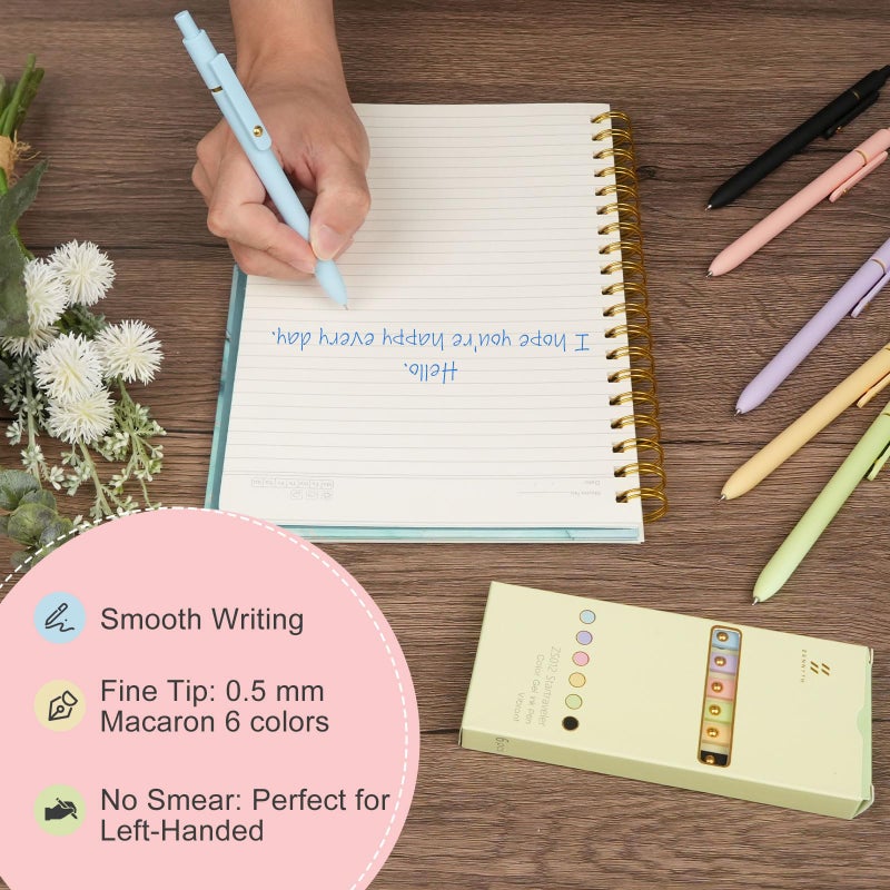 Ddaowanx Colored Gel Pens, 0.5mm Fine Point Retractable,Colorful Pens for Journaling,School Supplies, Gifts for Nurse and Teens, Stockings Stuffers for Women(6Pcs-Aesthetic Colors) - Image 5