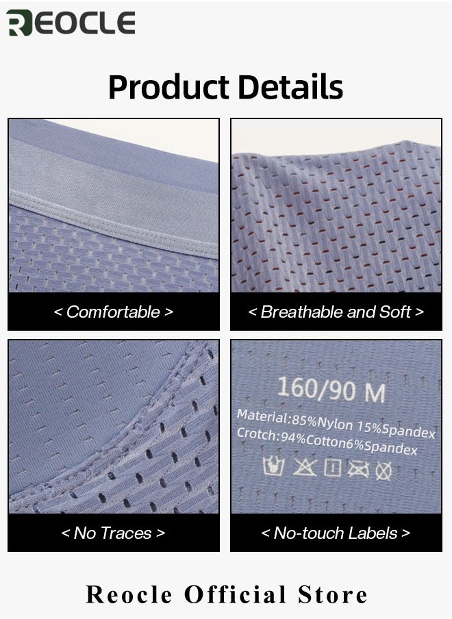 REOCLE Men's Mesh Underwear Boxer Back Padded Underwear Boxer Shaper Boxer Nylon Ice Silk Breathable Shapewear Padded Enhancing Underwear  - Image 5