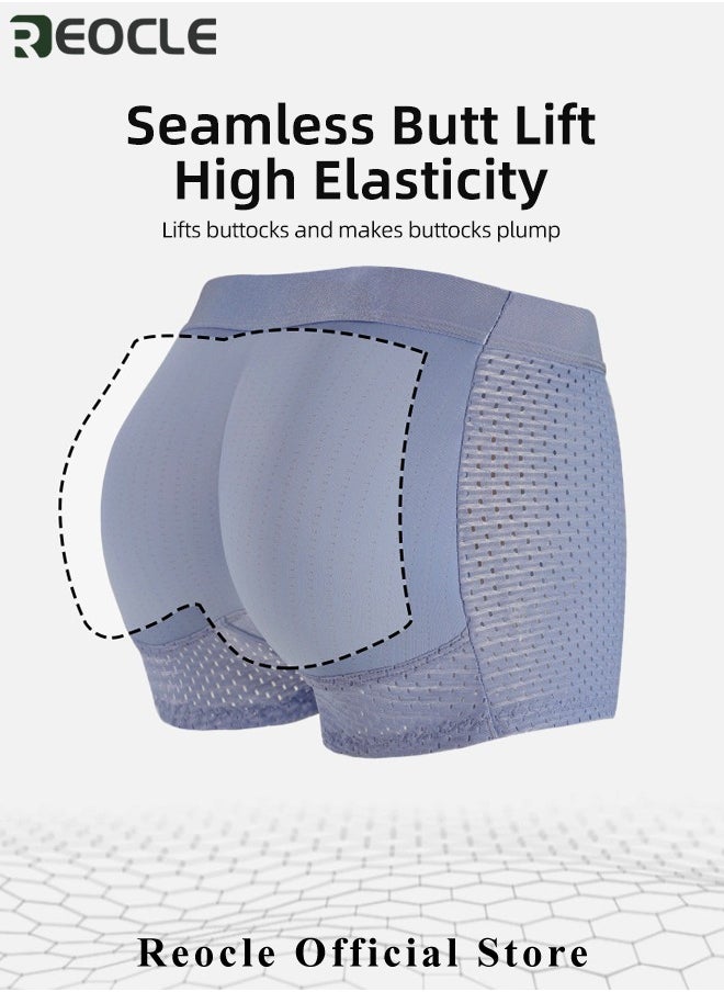 REOCLE Men's Mesh Underwear Boxer Back Padded Underwear Boxer Shaper Boxer Nylon Ice Silk Breathable Shapewear Padded Enhancing Underwear  - Image 3