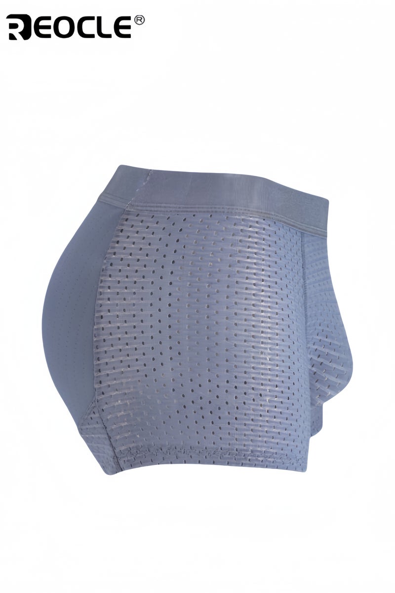 REOCLE Men's Mesh Underwear Boxer Back Padded Underwear Boxer Shaper Boxer Nylon Ice Silk Breathable Shapewear Padded Enhancing Underwear - Image 1