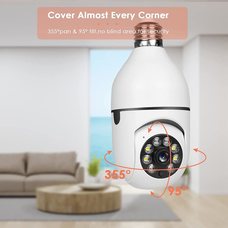 SIOVS WiFi Camera CCTV Camera 1080p Wireless PTZ Bulb Shape V380 Pro Indoor 360 Smart Home Security Camera Light Vision 24x7 Continuous Recording  - Image 3