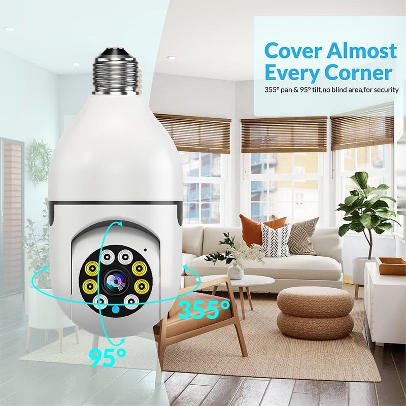 SIOVS WiFi Camera CCTV Camera 1080p Wireless PTZ Bulb Shape V380 Pro Indoor 360 Smart Home Security Camera Light Vision 24x7 Continuous Recording  - Image 4