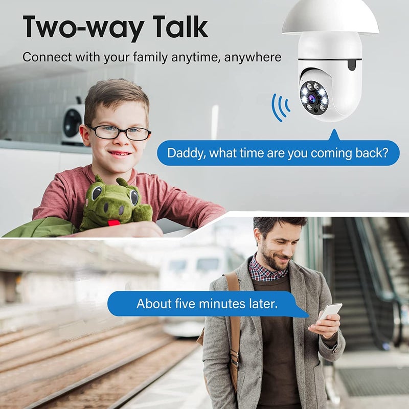 SIOVS WiFi Camera CCTV Camera 1080p Wireless PTZ Bulb Shape V380 Pro Indoor 360 Smart Home Security Camera Light Vision 24x7 Continuous Recording  - Image 5