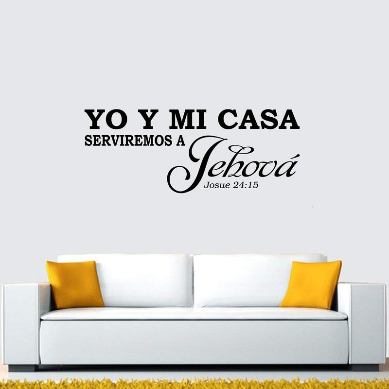 AnFigure Yo Y Mi Casa Serviremos A Jehov Bible Verse Wall Decal Living Room Bedroom Quotes Scripture Christian Prayer Religious Faith Jesus God Bedroom Positive Home Art Decor Vinyl Stickers Espanol 41x16 - Image 1