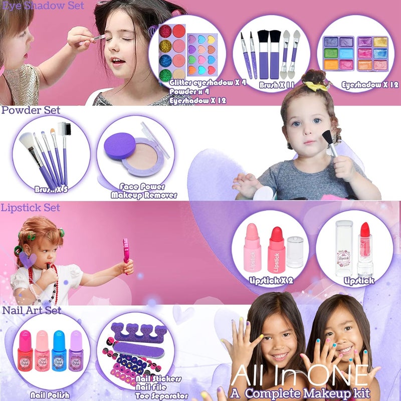 HERAPFANN Kids Makeup Kit Girls Toys - Toys for Girls Real Washable Makeup Girls Princess Gift Play Make Up Toy Makeup Vanities for Girls Age 4-12 Year Old Children Gift Birthday - Image 3