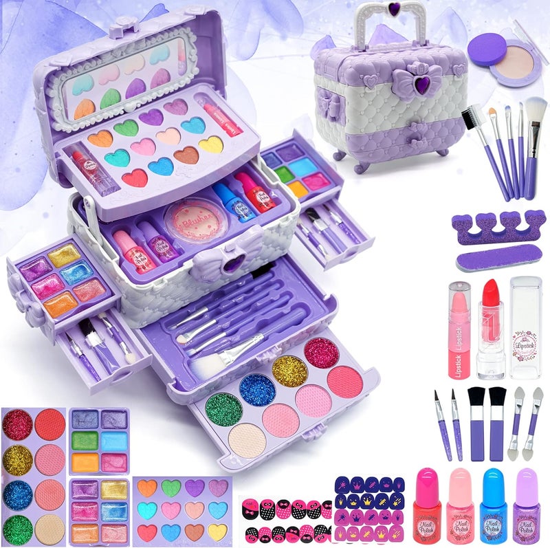 HERAPFANN Kids Makeup Kit Girls Toys - Toys for Girls Real Washable Makeup Girls Princess Gift Play Make Up Toy Makeup Vanities for Girls Age 4-12 Year Old Children Gift Birthday - Image 1