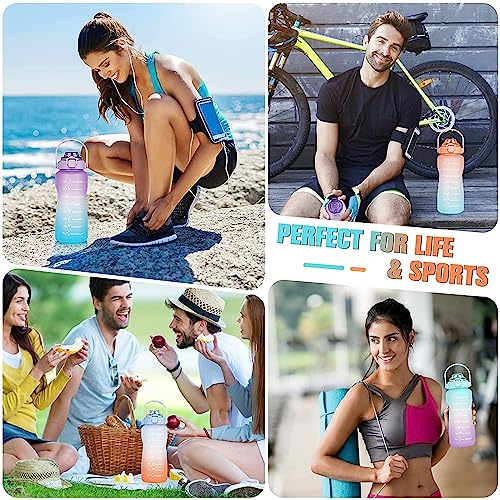 JUGTE Motivational Water Bottle With Time & Capacity Marker Leakproof Unbreakable Water Bottle For Gym Office Set Of 3 Daily Tracking Time Marks (Blue) Plastic, 2 Liters - Image 5