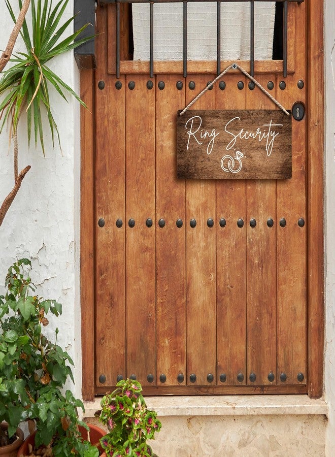 FUGWN Ring Bearer Security Wedding Hanging Wooden Signs 12x6, Ring Security Sign, Ring Bearer Sign, Wedding Signs, Ring Bearer Gifts, Rustic Funny Wedding Decor, Wedding Decorative Signage - Image 3