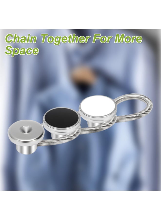 9Pcs Premium Collar Extenders for Men's Dress Shirts,Jeans Pants for Men and Women,Elastic Neck Button Extenders&Collar Stays,Suit Accessories for Formal Wear (Black/White/Silver) - Image 3