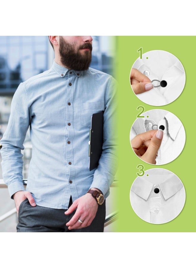 9Pcs Premium Collar Extenders for Men's Dress Shirts,Jeans Pants for Men and Women,Elastic Neck Button Extenders&Collar Stays,Suit Accessories for Formal Wear (Black/White/Silver) - Image 4