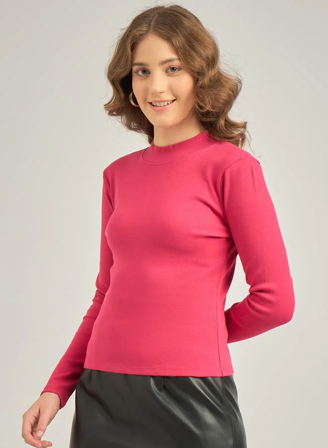 أوجيدر بلوزة سادة مُجسمة بتفاصيل مضلعة