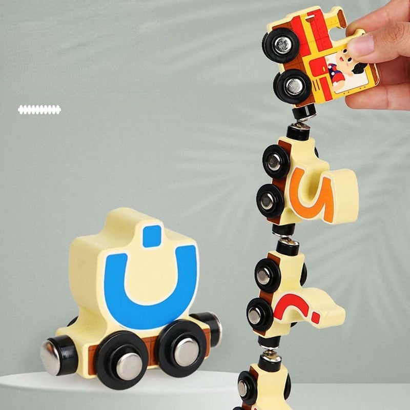 EDUTREE Wooden Magnetic Arabic Alphabet Train Toy, 29 PCS Magnetic Arabic Alphabet Set, Arabic Educational Toys for Toddlers, Compatible with Train Toy Tracks, Ideal Educational Gift for Toddlers - Image 5