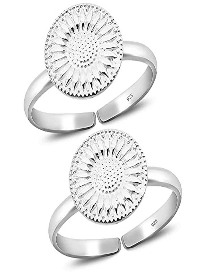 Parnika MJ 925 Beautiful Sun Flower Design Silver Toe Rings in Pure 92.5 Sterling Silver for Women | Chandi ki Bichiya | Metti - Image 1