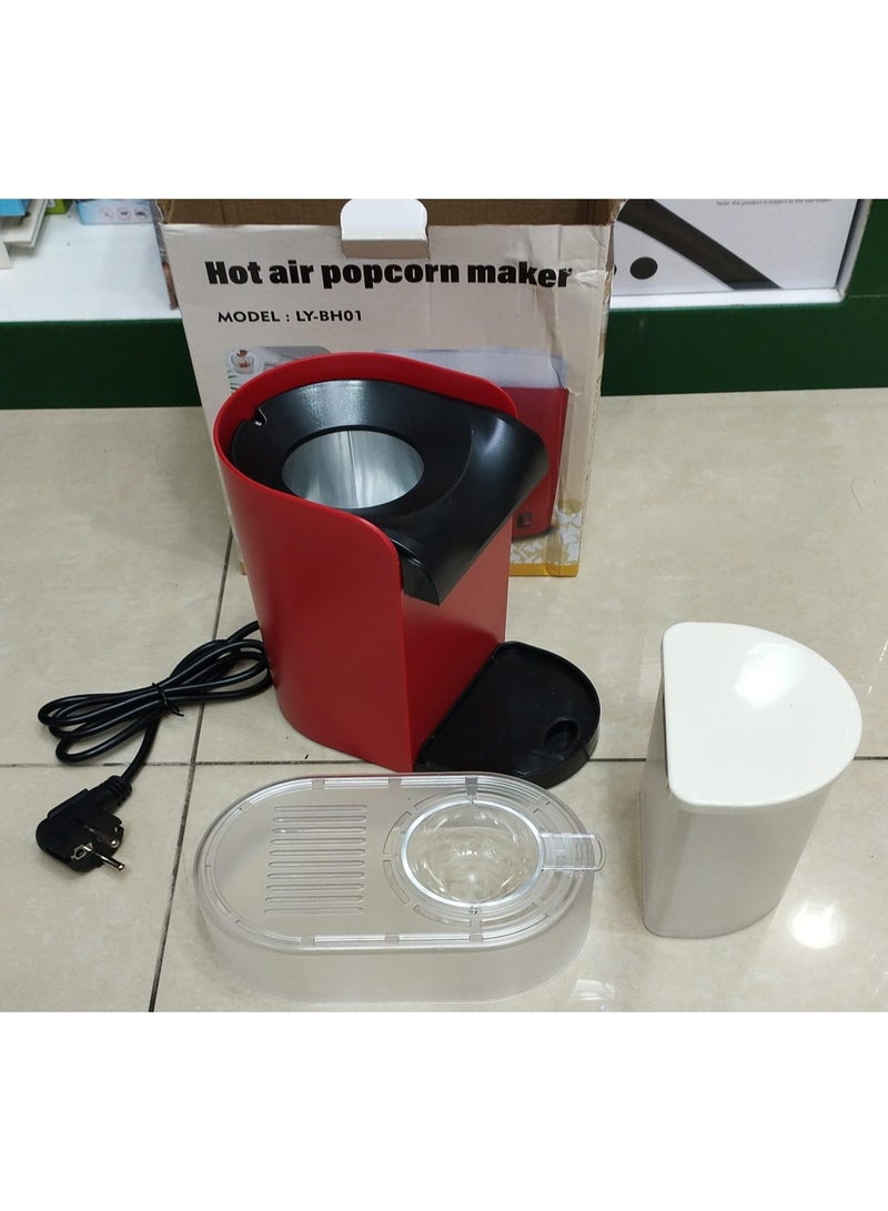 DubaiGallery Oil-Free Hot Air Popcorn Maker Machine LY-BH01 – Healthy Snack Maker for Home, Fast Popper with Electric Power Switch, Easy to Use and Clean (Red & White Design) - Image 3