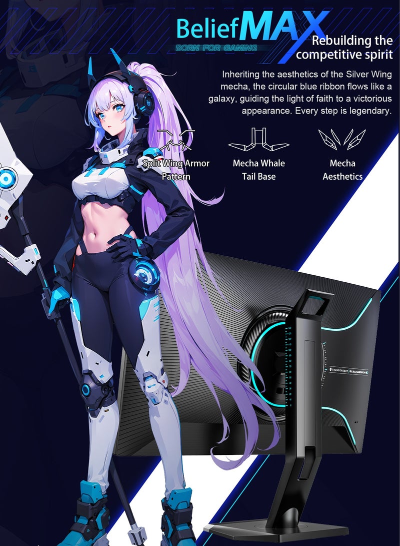 ثوندروبوت شاشة ألعاب 27 بوصة QHD 2560x1440 240 هرتز مع شاشة IPS سريعة، واستجابة GTG 1 مللي ثانية، وHDR10، وسطوع 450 درجة، وضوء أزرق منخفض، وعلامة متقاطعة، وحامل قابل لضبط الارتفاع - Image 4