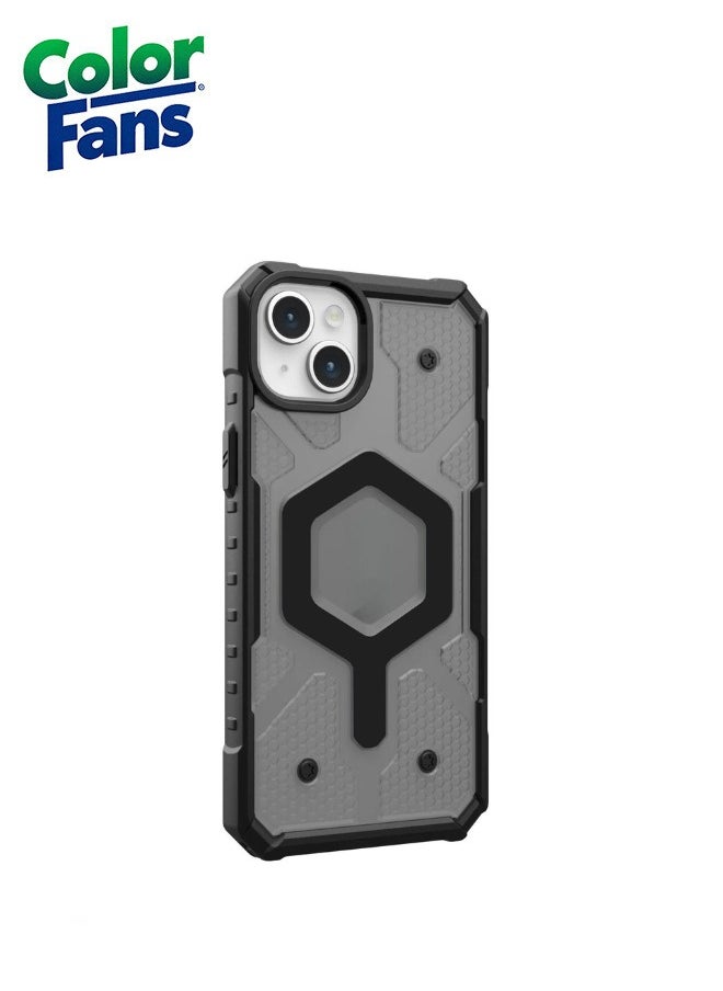 Color Fans - Apple iPhone 15 Plus Case Pathfinder Built-in Built-in Magnet Compatible with Magnet Charging Rugged Transparent Dropproof Protective Cover - Clear Ash - Image 1